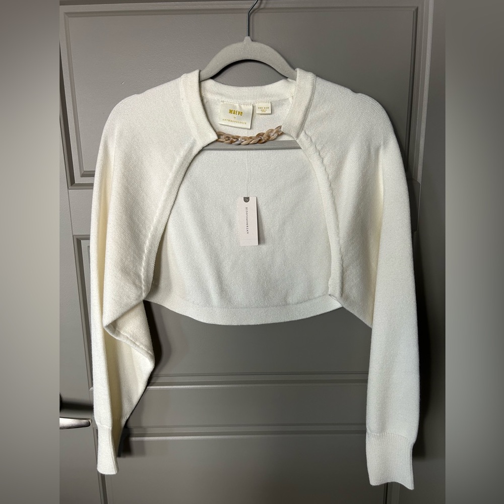 Anthropologie Ivory Cropped Bolero Shrug